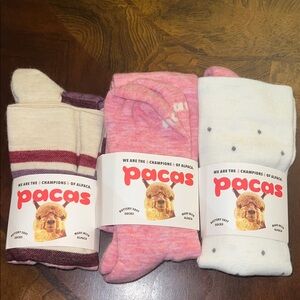Pacas Compression Sock 3-Pack - Pink, Cream with polka-dots, White with Stripes